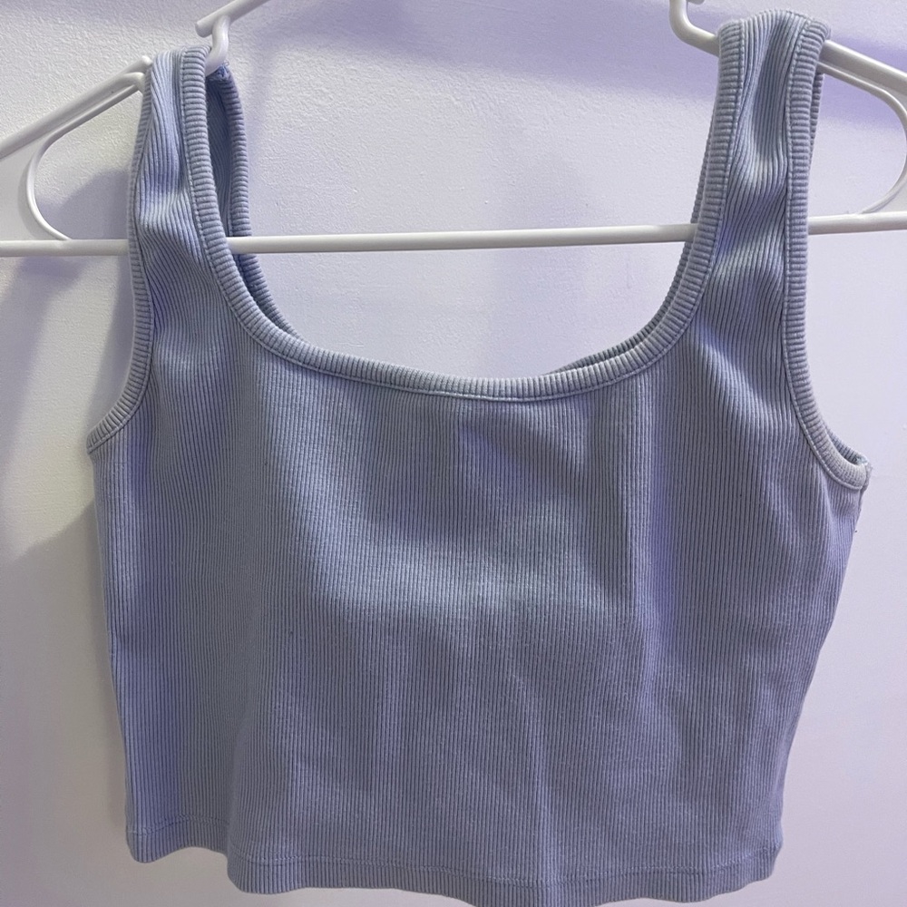 Light Blue Ribbed Tank Top - Picture 4 of 4